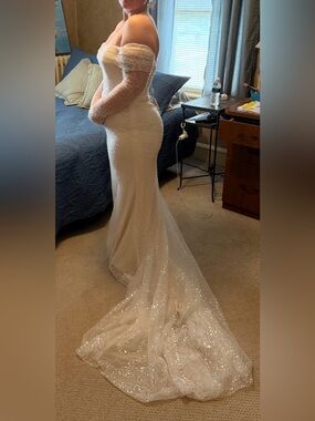 Sincerity Bridal Sequined Ivory Mermaid Wedding Dress